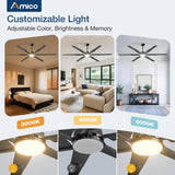 72 Inch Ceiling Fans with Lights and Remote, Black/Walnut Indoor/Outdoor Ceiling Fan with 6 Speed, Reversible DC Motor, 3CCT, Dimmable, Noiseless modern ceiling fan for Bedroom, Living Room, Patio - 3