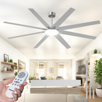 80" Modern Ceiling Fan with Light & Remote – Reversible, Dimmable 3CCT, Quiet Black Fan for Bedroom, Living Room, Patio & Outdoor - 3