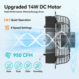 Amico-Shutter Exhaust Fan Wall Mounted with EC Motors and Remote Control, Timer, 8 Speeds, 850CFM, Low Noise, Easy to Install, Plug in Ventilation Fan for Garages, Shops, Greenhouse, Attic-3