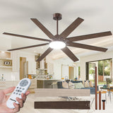 72" Large Ceiling Fan with Light & Remote, 3CCT Dimmable, Reversible, Quiet – Modern Nickel, Indoor/Outdoor - 11