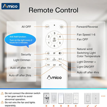 Amico 52" Downrod Mount Smart Ceiling Fan with Light, 3CCT Dimmable, 6 Speeds, Reversible DC Motor, Remote APP Alexa Control, Quiet for Home Bedroom Living Room, Black - 4