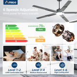 62 Inch Ceiling Fans with Lights and Remote, Indoor/Outdoor Ceiling Fan with 6 Speed, Reversible DC Motor, 3CCT, Dimmable, Noiseless modern Black /Walnut - 4