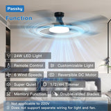 60" Flush Mount Ceiling Fan with Light, Remote, Low Profile, 3CCT Dimmable, Reversible, Quiet DC - 2