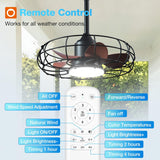 20 Inch Outdoor Ceiling Fan with Light for Patio, IP65 Waterproof Plug in Caged Hanging Fan, Remote Control, 3 CCT, 6 Speeds Reversible Outdoor Fan for Gazebo, Pergola, Porch - 5