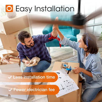 2 Pack 52 inch Ceiling Fan No Light, Black Ceiling Fans with Remote Control, Reversible, 3 Wood Blades, 6 Speeds, Noiseless,without Light for Indoor/Outdoor Use - 5