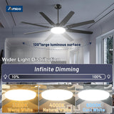 Amico 64" Ceiling Fan with Light & Remote – Dimmable, 6 - Speed Reversible DC Motor, Quiet Modern Black Fan for Living Room, Kitchen & Patio - 8