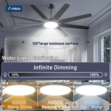 72" Large Ceiling Fan with Light & Remote, 3CCT Dimmable, Quiet – Modern Black, Indoor/Outdoor - 6