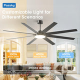 80" Modern Ceiling Fan with Light & Remote – Reversible, Dimmable 3CCT, Quiet Black Fan for Bedroom, Living Room, Patio & Outdoor - 10