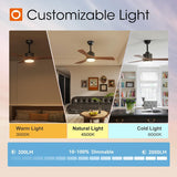 42" Ceiling Fan with Light & Remote, 3 Wood Blades, 6 Speeds, 3CCT Dimmable, Reversible, Quiet – Indoor/Outdoor Black Walnut - 7