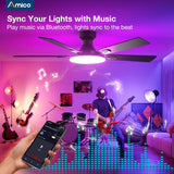 Amico 52'' Smart RGB Ceiling Fan with Light, Flush Mount, Reversible DC Motor, 3CCT Dimmable Light, 6 Speeds, Remote/APP/Alexa Control, Noiseless for Bedroom Living Room, Black - 7