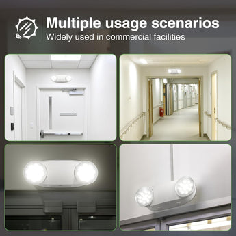 Emergency Lights for Business, with Battery Backup,Hard Wired, UL 924 Certified,AC 120/277V,Two Head Adjustable LED Emergency Lighting - 7