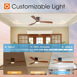 52" Low Profile Ceiling Fan with Light & Remote, Flush Mount, 3 Wood Blades, 3CCT Dimmable, Reversible – Black Walnut, Indoor/Outdoor - 6