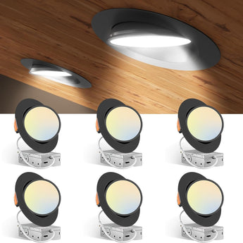 6 Inch Gimbal LED Recessed Lighting, 360° & 90° Adjustable Eyeball, Selectable CCT, 1200 Lumens - 15