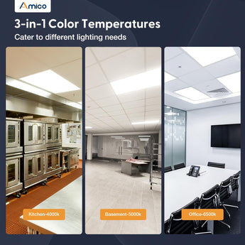 2x4 LED Panel Light, 30W/40W/50W, 6250LM, Selectable Wattage & 3CCT, 0 - 10V Dimmable, Drop Ceiling Light - 4