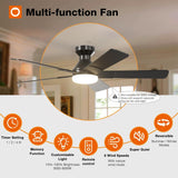 52" Low Profile Ceiling Fan with Light & Remote, Flush Mount, 3CCT Dimmable, Reversible, Quiet, Indoor/Outdoor - 7