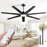 66 inch Ceiling Fans with Lights and Remote, 6 Speed Reversible DC Motor, 3CCT, Dimmable, Quiet, Timer Indoor/Outdoor - 1