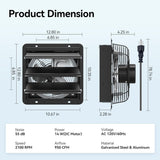 Amico-Shutter Exhaust Fan Wall Mounted with EC Motors and Remote Control, Timer, 8 Speeds, 850CFM, Low Noise, Easy to Install, Plug in Ventilation Fan for Garages, Shops, Greenhouse, Attic-2