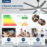 72 Inch Ceiling Fans with Lights and Remote, Black/Walnut Indoor/Outdoor Ceiling Fan with 6 Speed, Reversible DC Motor, 3CCT, Dimmable, Noiseless modern ceiling fan for Bedroom, Living Room, Patio - 4