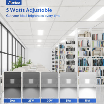 2x2 LED Troffer Panel Light, 4CCT, 20–40W Adjustable, 5200 Lumens, 0–10V Dimmable Flat Panel for Drop Ceiling, ETL & DLC - 4