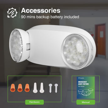 Emergency Lights for Business, with Battery Backup,Hard Wired, UL 924 Certified,AC 120/277V,Two Head Adjustable LED Emergency Lighting - 5