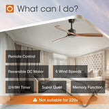 2 Pack 52 inch Ceiling Fan No Light, Black Ceiling Fans with Remote Control, Reversible, 3 Wood Blades, 6 Speeds, Noiseless,without Light for Indoor/Outdoor Use - 2