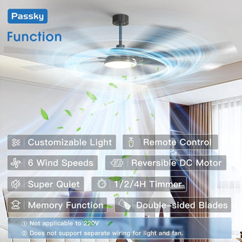 80" Modern Ceiling Fan with Light & Remote – Reversible, Dimmable 3CCT, Quiet Black Fan for Bedroom, Living Room, Patio & Outdoor - 11