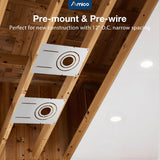 13 Inch New Construction Mounting Plate, Round Hole 3/4/6 Inch, Flat Galvanized Steel Rough - in Wafer Light Bracket, for LED Recessed Lighting Housing - 6