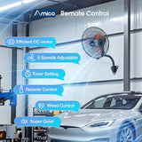 Industrial Wall Mount Fan with Remote Control, High Velocity Oscillating Wall Mounted Fan, DC Motor Commercial Shop Fan for Garage, Workshop, Gym, Patio, Indoor/Outdoor - 2