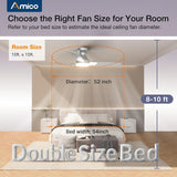 52" Low Profile Ceiling Fan with Light & Remote, Flush Mount, 3 - CCT Dimmable, Reversible & Noiseless,4 Colors Available - 9