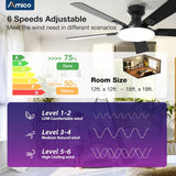 Amico 52'' Smart RGB Ceiling Fan with Light, Flush Mount, Reversible DC Motor, 3CCT Dimmable Light, 6 Speeds, Remote/APP/Alexa Control, Noiseless for Bedroom Living Room, Black - 5
