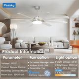 72" Large Ceiling Fan with Light & Remote, 3CCT Dimmable, Reversible, Quiet – Modern Nickel, Indoor/Outdoor - 3
