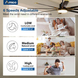 Amico 84 Inch Ceiling Fan with Light, Industrial Large Ceiling Fan with Quiet DC Motor, 8 Aluminum Reversible Blades, 6 - Speed Remote Control, Indoor/Outdoor Ceiling Fans for Porch/Garage/Shop, Black Visit the Amico Store - 4