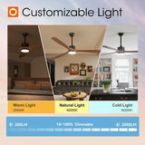 80 inch Ceiling Fans with Lights and Remote Control, Reversible, 3 Wood Blades, 6 Speeds, 3CCT Dimmable, Noiseless, Indoor/Outdoor Black Walnut Ceiling Fan for Bedroom Living Room Gazebo Patio - 3