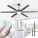 72 Inch Ceiling Fans with Lights and Remote, Black/Walnut Indoor/Outdoor Ceiling Fan with 6 Speed, Reversible DC Motor, 3CCT, Dimmable, Noiseless modern ceiling fan for Bedroom, Living Room, Patio - 2