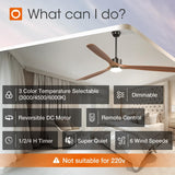 80 inch Ceiling Fans with Lights and Remote Control, Reversible, 3 Wood Blades, 6 Speeds, 3CCT Dimmable, Noiseless, Indoor/Outdoor Black Walnut Ceiling Fan for Bedroom Living Room Gazebo Patio - 7