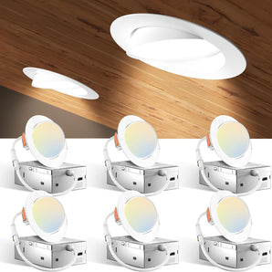 3 Inch Gimbal LED Recessed Lighting, 360° & 90° Adjustable Eyeball, Selectable CCT, 600 Lumens