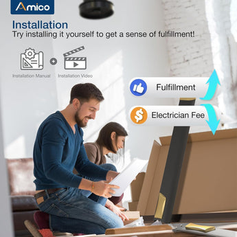 Amico 84 Inch Ceiling Fan with Light, Industrial Large Ceiling Fan with Quiet DC Motor, 8 Aluminum Reversible Blades, 6 - Speed Remote Control, Indoor/Outdoor Ceiling Fans for Porch/Garage/Shop, Black Visit the Amico Store - 5