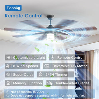 72 Inch Caged Ceiling Fan with Light, Reversible Dimmable 3CCT Fan with Remote, Quiet Indoor Outdoor Farmhouse Ceiling Fan - 2