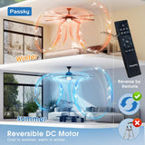 72 Inch Caged Ceiling Fan with Light, Reversible Dimmable 3CCT Fan with Remote, Quiet Indoor Outdoor Farmhouse Ceiling Fan - 8