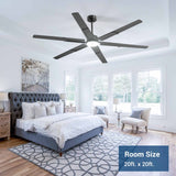 72 Inch Ceiling Fans with Lights and Remote, Black/Walnut Indoor/Outdoor Ceiling Fan with 6 Speed, Reversible DC Motor, 3CCT, Dimmable, Noiseless modern ceiling fan for Bedroom, Living Room, Patio - 2