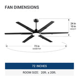 72 Inch Ceiling Fans with Lights and Remote, Black/Walnut Indoor/Outdoor Ceiling Fan with 6 Speed, Reversible DC Motor, 3CCT, Dimmable, Noiseless modern ceiling fan for Bedroom, Living Room, Patio - 3