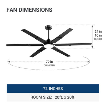 72 Inch Ceiling Fans with Lights and Remote, Black/Walnut Indoor/Outdoor Ceiling Fan with 6 Speed, Reversible DC Motor, 3CCT, Dimmable, Noiseless modern ceiling fan for Bedroom, Living Room, Patio - 3