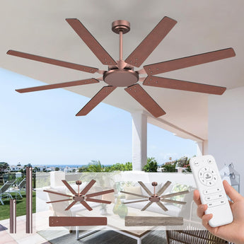 72" Large Ceiling Fan No Light with Remote, 3CCT Dimmable, Reversible, Quiet – Modern, Indoor/Outdoor-10