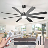 72" Large Ceiling Fan with Lights & Remote, Modern Black DC Ceiling Fan, Reversible, Dimmable 5CCT for Indoor/Outdoor Use - 1