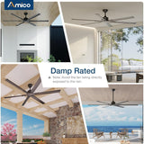 72" Industrial Ceiling Fan without Light, 6 - Blade with Remote, Reversible & Noiseless, Indoor/Outdoor - 7
