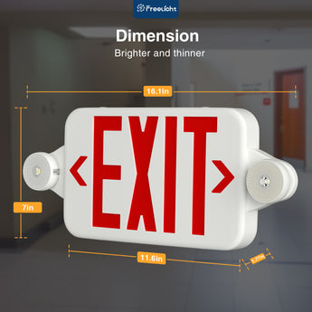 Exit Sign with Emergency Lights, Two LED Adjustable Head Emergency Light with Battery, Exit Sign for Business - 5