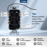Amico-15A Weather Resistant GFCI Outlet with LED Indicator & Wall Plate - White-7