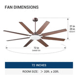 80" Ceiling Fan with LED Light & Remote – 6 - Speed Quiet Reversible DC Motor, Dimmable, Modern Black for Bedroom, Living Room, Patio - 16