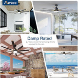 72" Ceiling Fan with Lights – Large Industrial 8 - Blade Black Fan, Reversible, Dimmable, 3CCT, Remote Control, Damp Rated for Bedroom & Patio - 9