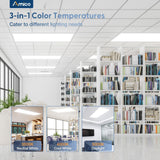 2x4 LED Flat Panel Light, 45W, 5500LM, 3CCT Dimmable Office Drop Ceiling Light, ETL/DLC - 2